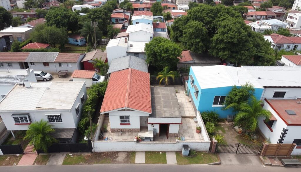 Área urbana com imóveis residenciais elegíveis para usucapião especial urbana