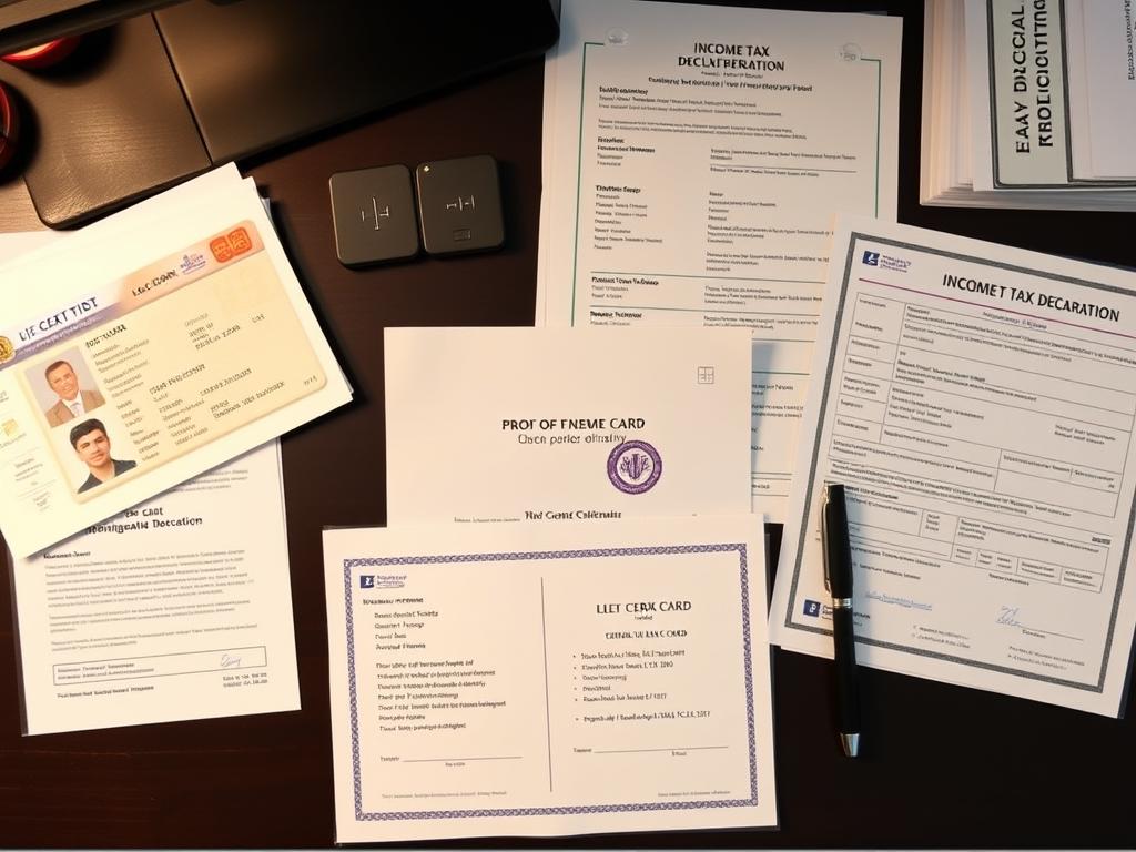 Documentos pessoais organizados para simulação habitacional Caixa