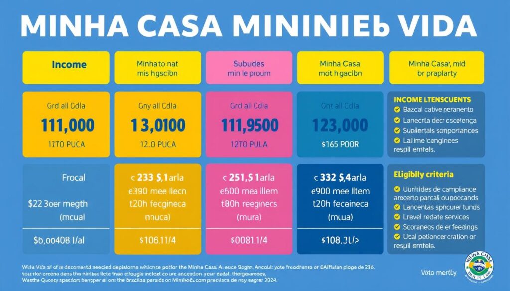 Infográfico mostrando as diferentes faixas de renda do programa Minha Casa Minha Vida