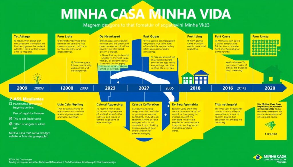 Linha do tempo mostrando a evolução do programa Minha Casa Minha Vida desde 2009