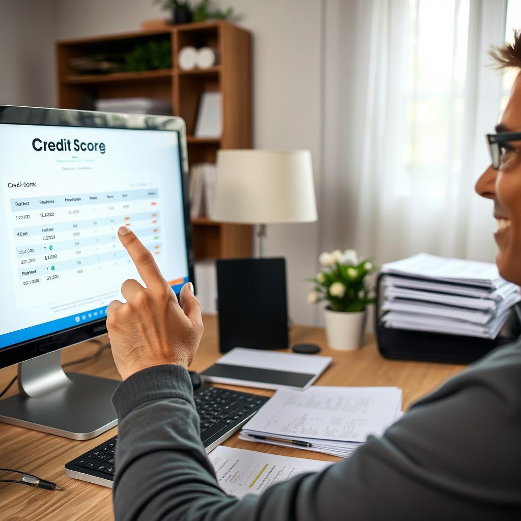 Pessoa verificando seu score de crédito antes da simulação habitacional Caixa